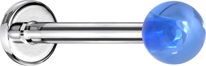 Produktbild Star Piercing Micro Labret silber mit Kugel blau "Glow" (ohne Messing, Chirurgenstahl 316L, Kunststoff)
