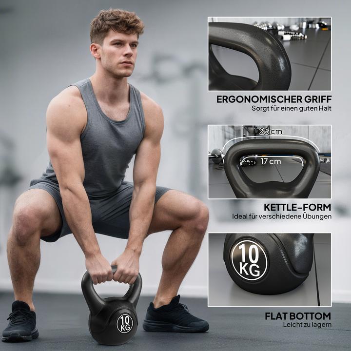 Immagine prodotto Homcom Kettlebell Kunststoff, Sand Schwarz