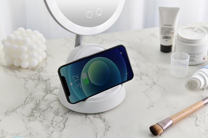 Actual product image Enne Interior Glow & Charge Makeup Mirror with LED Light and Wireless Charging