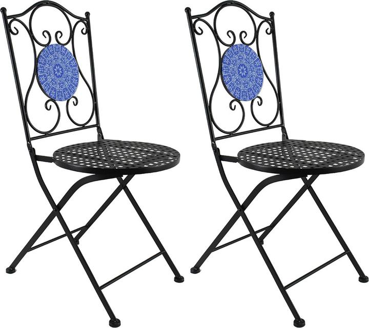 Produktbild HTI-Living Gartenstuhl 2er-Set Metall Schwarz Mosaik