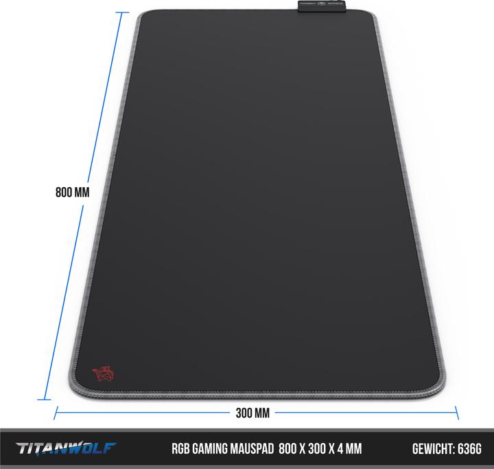 Image du produit Titanwolf Tapis de souris gaming RGB, tapis de souris XL 800 x 300mm améliore la précision et la vitesse (XL)