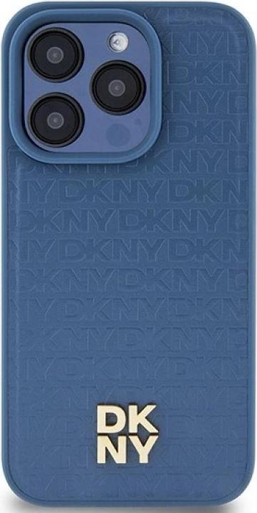 Produktbild DKNY DKHMP15LPSHRPSB iPhone 15 Pro 6.1" niebieski/blue hardcase Leather Monogram Pattern Metal Logo (Apple iPhone 15 Pro)
