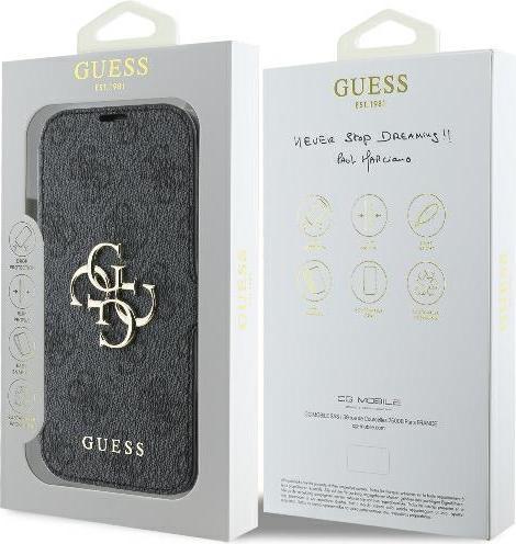 Produktbild Guess GUBKP16L4GMGGR iPhone 16 Pro 6.3" czarny/black book 4G Metal Logo (Apple iPhone 16 Pro)