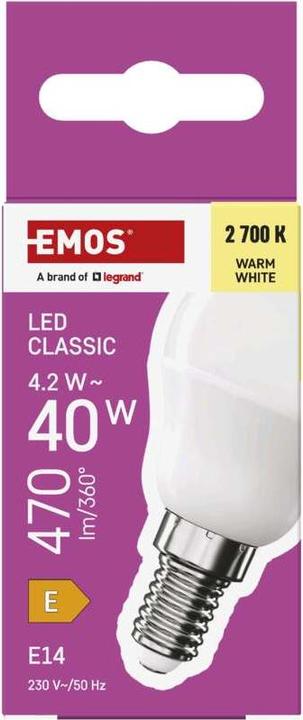 Produktbild Emos LED Lampe Classic Mini Globe / E14 / 4,2 W (40 W) / 470 lm / Warmweiss (E14, 470 lm, 1 x)