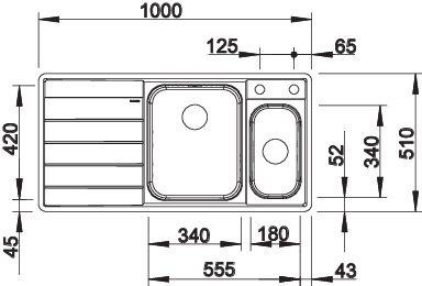 Immagine prodotto Blanco ASSE III 6 S-IF (Lavandino montato in alto, 100 cm, 51 cm)