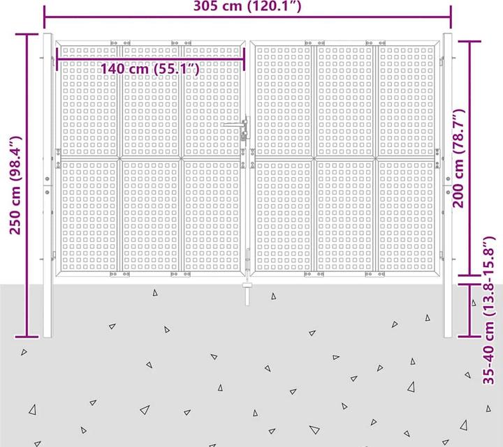 Produktbild vidaXL Gartentor Anthrazit 300x250 cm Stahl, Farbe: Anthrazit