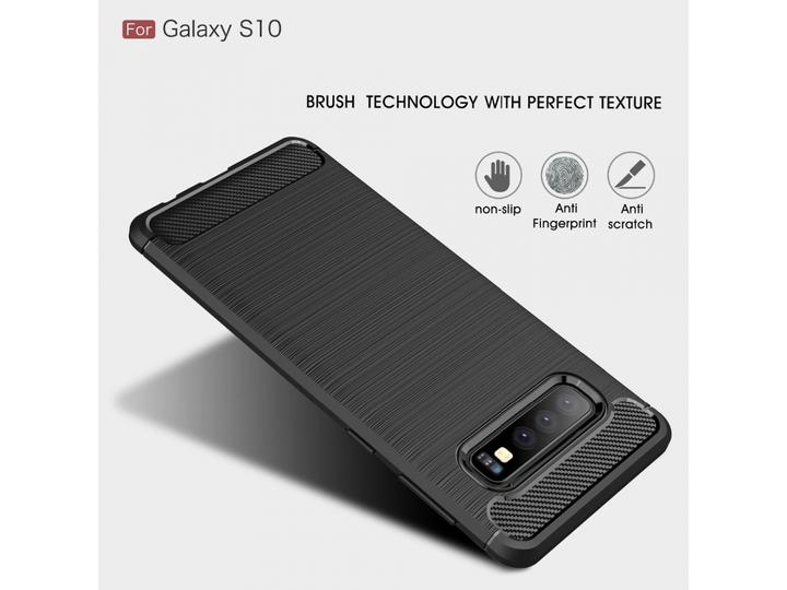 Produktbild Screenguard Samsung Galaxy S10 Hülle Carbon Brushed Soft TPU (Samsung Galaxy S10)