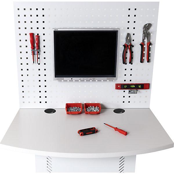 Immagine prodotto eurokraft basic Armadio per computer, con piano di lavoro e parete forata, grigio chiaro. (60 cm, 163.80 cm)