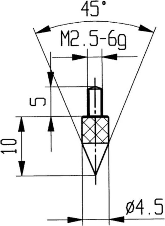 Käfer Meetinzet 45° kegel M2.5 hardmetaal geschikt voor meetklokken