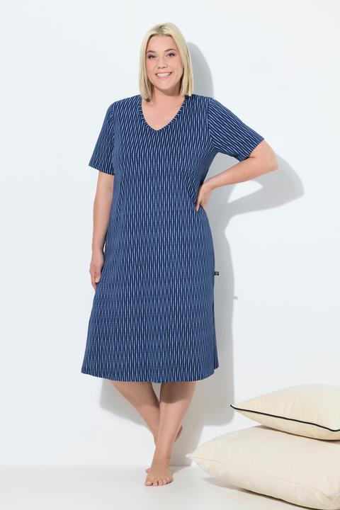 Immagine prodotto Ulla Popken Camicia da notte con puntini, scollo a V e mezze maniche (42, 44)