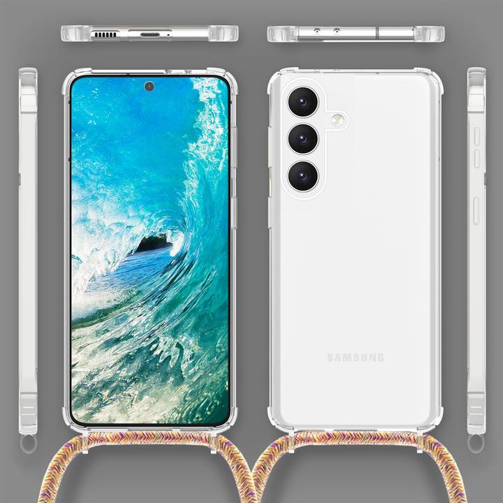 Actual product image Nalia Clear hybrid case with chain to hang around the neck