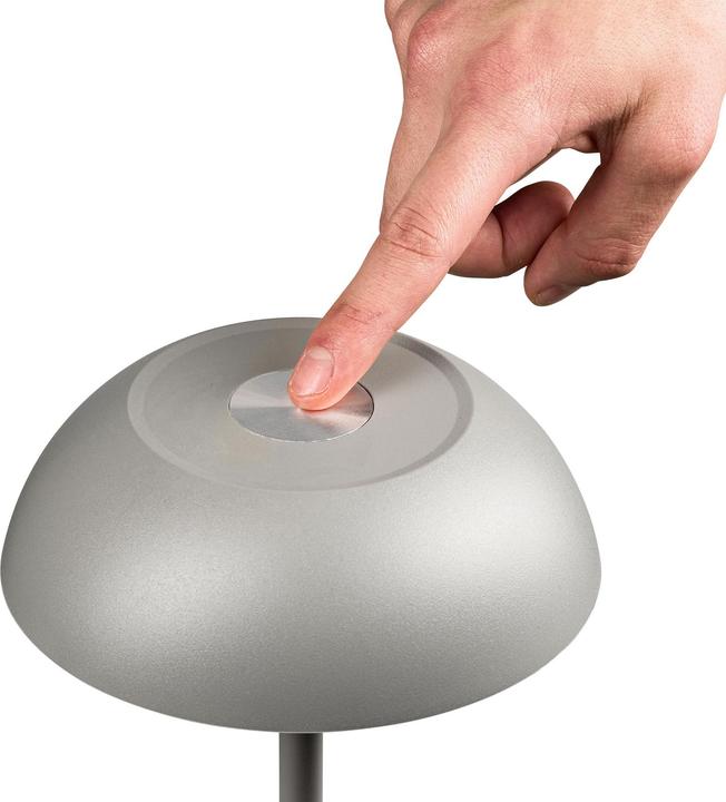 Actual product image Idena LED Tischleuchte Touch Tango Metall grau 15x33cm Akku USB dimmbar 3 Modi Innen