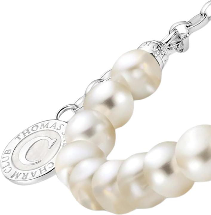 Produktbild Thomas Sabo Member Charm-Armband mit weissen, ovalen Perlen Silber (19 cm, Silber 925, Emaille)