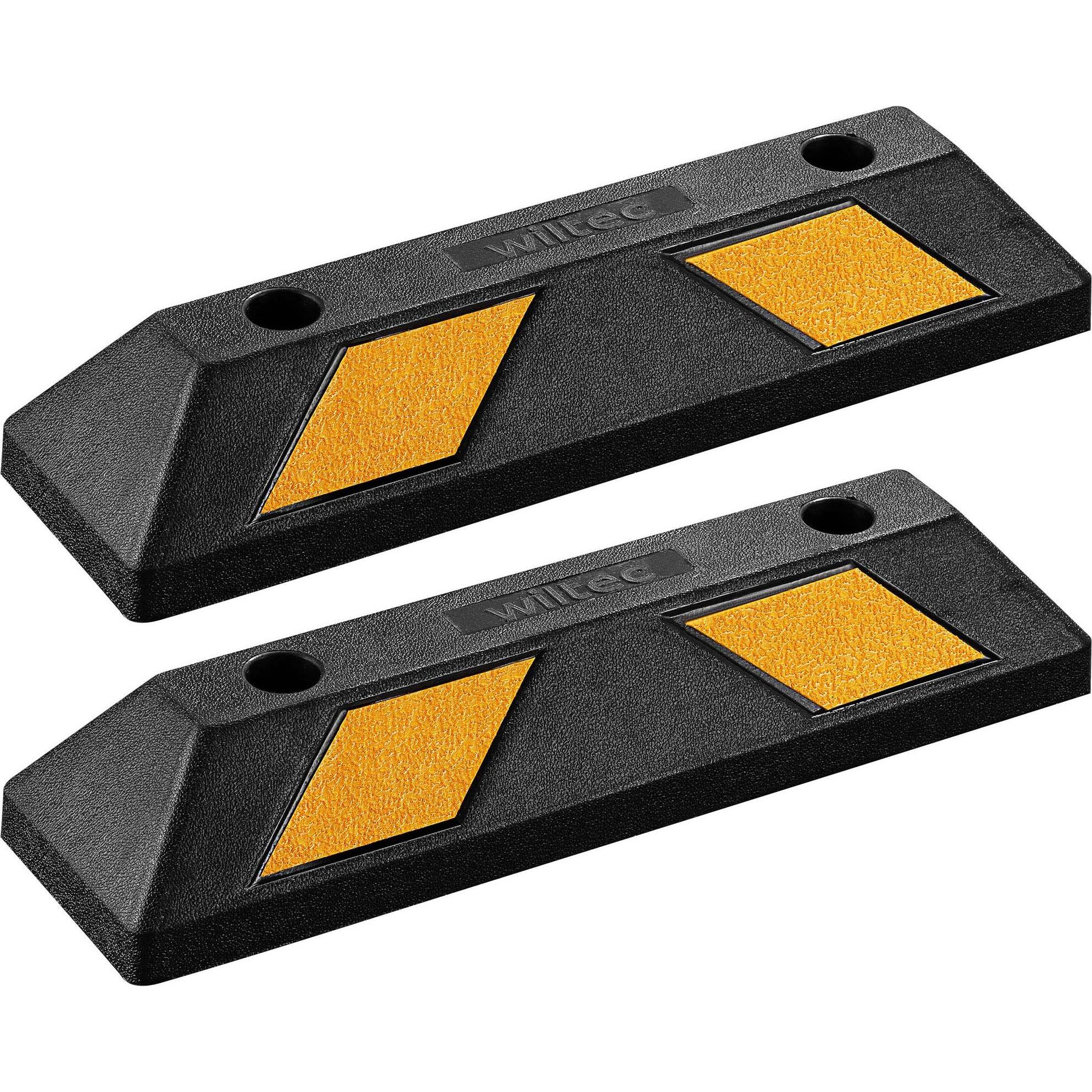 Wiltec, Garagenausstattung, Radstopper 55x15x10cm 2x Einparkhilfe Gummi Anfahrschutz Parkhilfe Garage