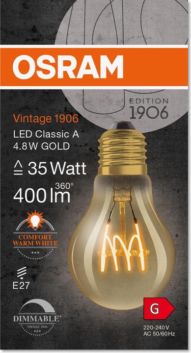 Image du produit Osram Vintage 1906 (E27, 4.80 W, 400 lm, 1 x, G)