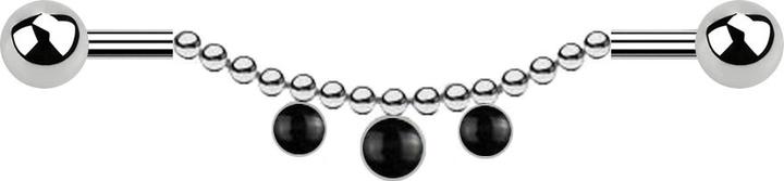 Immagine prodotto Star Piercing Barbagianni in argento con catena a due sfere e tre pietre di onice (senza ottone, Mnerale, Acciaio chirurgico 316L)