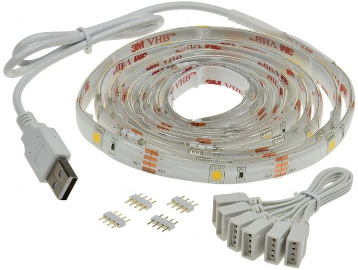 Produktbild König Design LED Stripe Set TV Hintergrundbeleuchtung USB, 4x 50cm, warmweiss 3000K Fernseher Ambient (40 cm, Indoor)