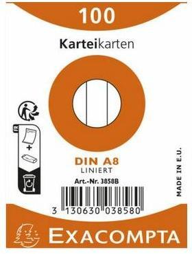 Actual product image Exacompta Index cards A8 (55 x 74 mm, 205 g/m², 100 x)