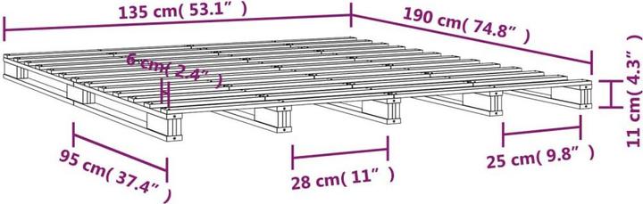 Actual product image vidaXL Palettenbett (135 x 190 cm)