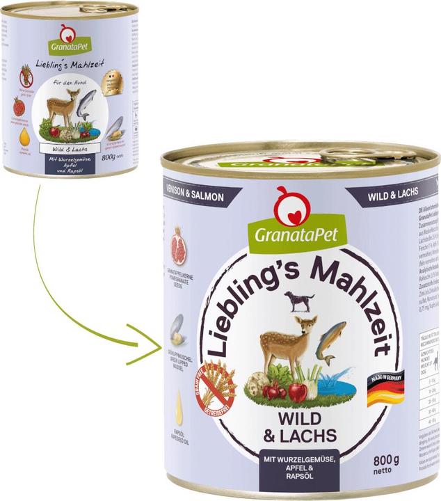 Produktbild Granatapet Lieblingsmahlzeit Wild und Lachs (Adult, 1 Stk., 800 g)