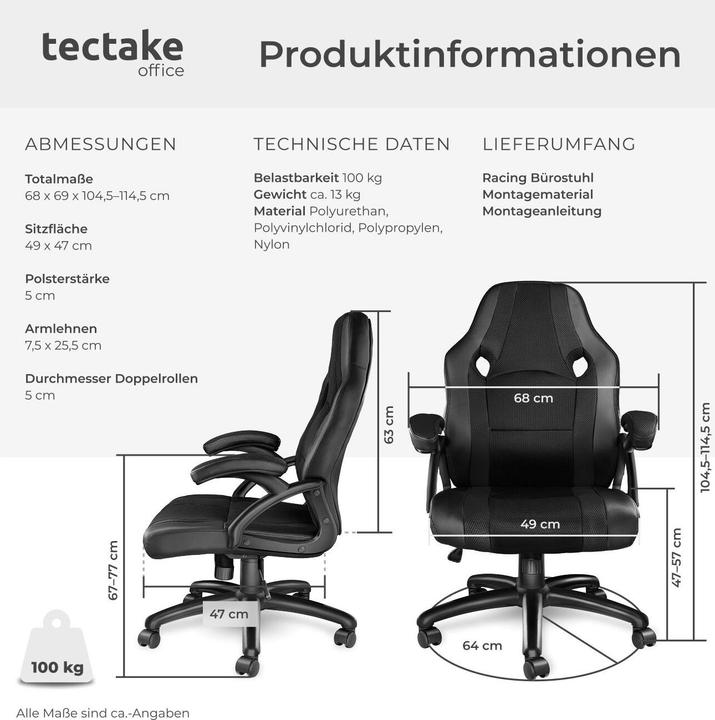Image du produit tectake Fauteuil de bureau Benny