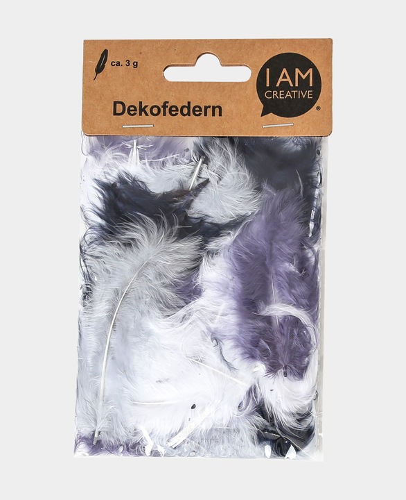 Produktbild I Am Creative Dekofedern, Federn für Dekorationen und zum Basteln, Schwarz & Weiss-Mix, 5 - 8 cm, ca. 3 g