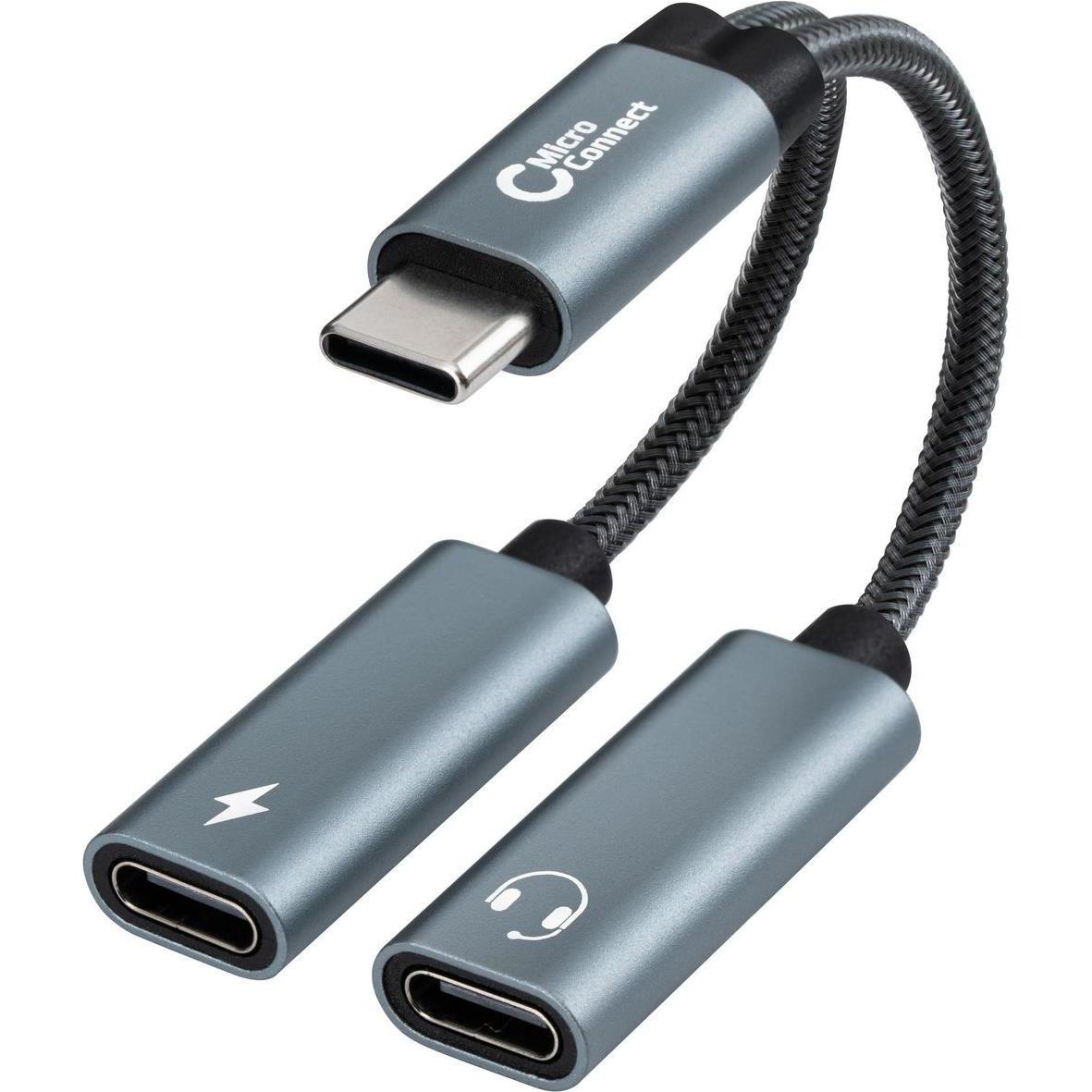 MicroConnect USB-C to USB-C PD and USB-C (USB Typ C, USB Typ C), Mobilgerät Adapter, Silber