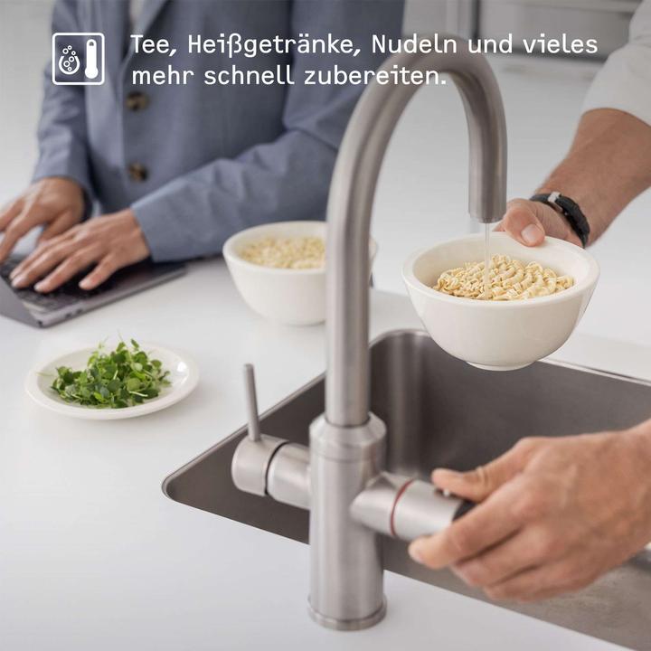 Actual product image Stiebel Eltron HOT 2.6 N Premium + 3in1 b (brushed), hot water appliance + tap for the kitchen, TÜV tested