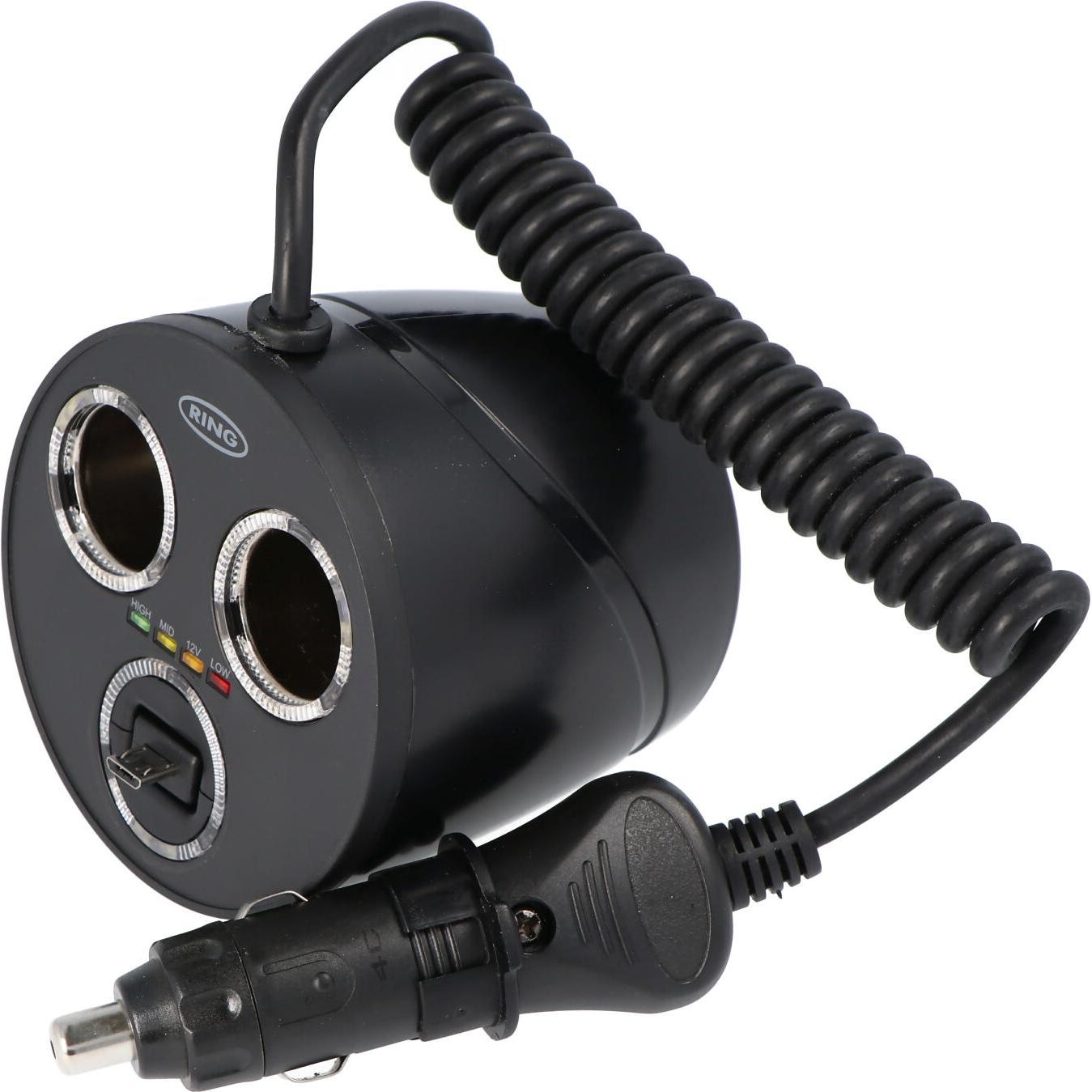 Ring Automotive 12 Volt 2fach inklusive micro-USB Ladebuchse twin für viele Anwendungen, Auto Adapter