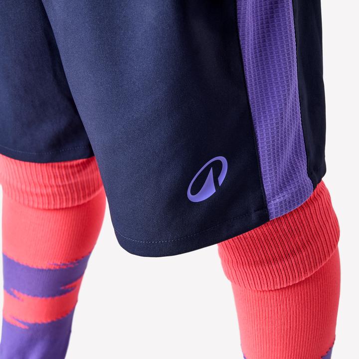 Produktbild Kipsta Kinder Fussball Shorts - Viralto Kids blau/lila Streifen (122)