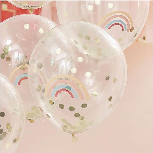 Produktbild Ginger Ray Regenbogen Goldkonfetti Ballons (5x)