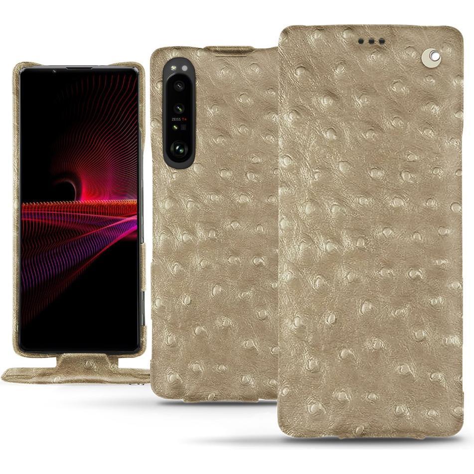 Noreve Lederschutzhülle vertikal (Sony Xperia 1 III), Smartphone Hülle, Beige