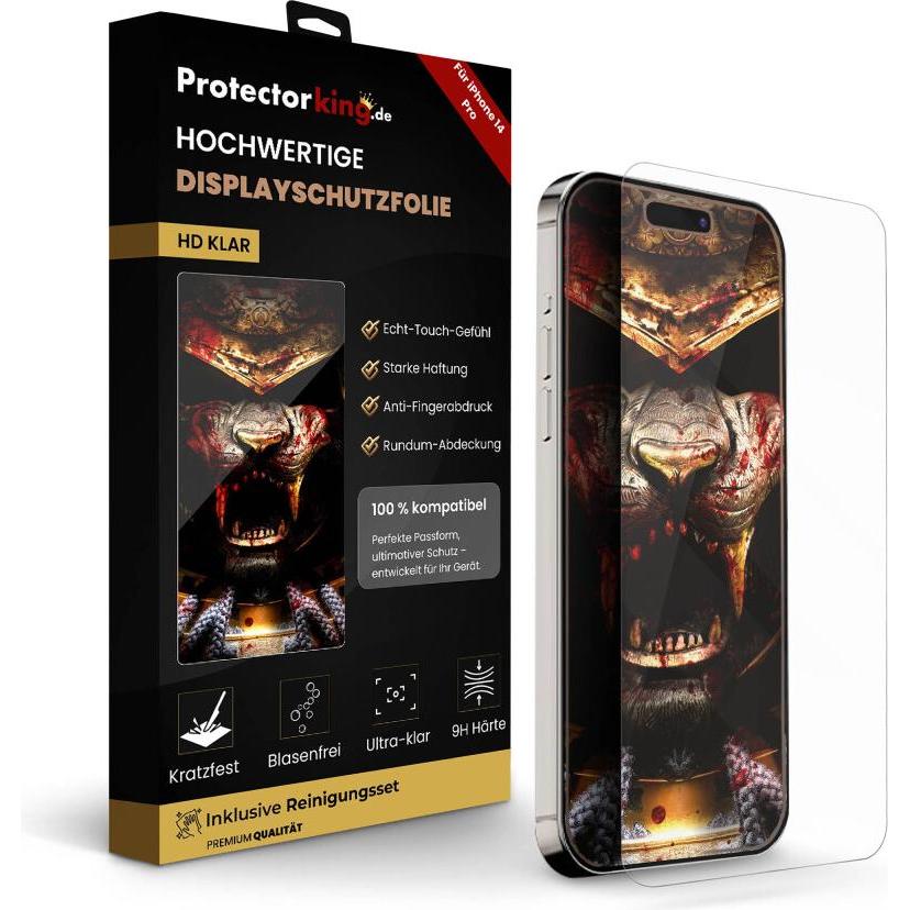 Protectorking 6x echtes Tempered 9H Panzerhartglas 3D KLAR (6 Stück, Apple iPhone 14 Pro), Smartphone Schutzfolie, Trans...