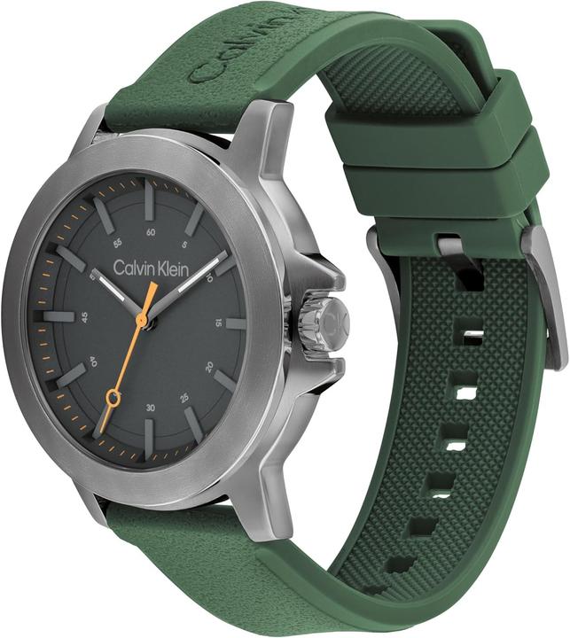 Actual product image Calvin Klein Three-Hand Quartz Movement Watch with Green Silicone Strap (42 mm)