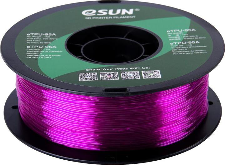 Produktbild eSUN eTPU-95A 1,75mm Tr. Purple 1kg 3D Filament (TPU, 1.75 mm, 1000 g, Violett)