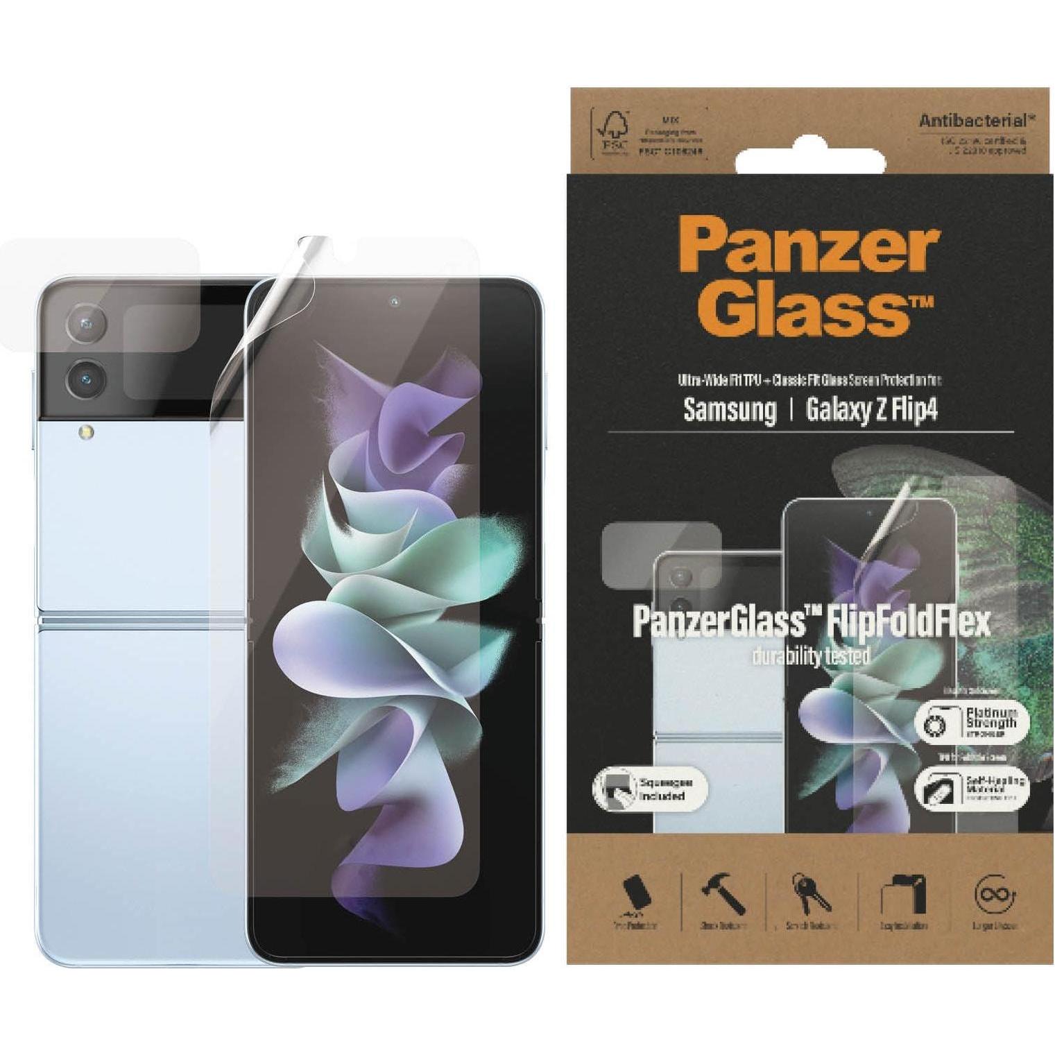 PanzerGlass Ultra Wide Fit (1 Stück, Samsung Galaxy Z Flip4), Smartphone Schutzfolie, Transparent