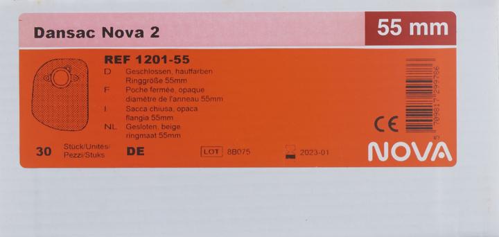 Valeurs nutritives et ingrédients Dansac Colostomie 55mm opaque (30 pièce(s), 30000 ml, 340 g)