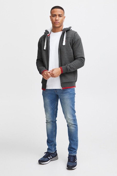 Image du produit Solid BenjaminZip Pile Veste En Sweat Avec Peau De Mouton Zippé Sweat-Shirt Pour Homme À CapucheDoub (M)
