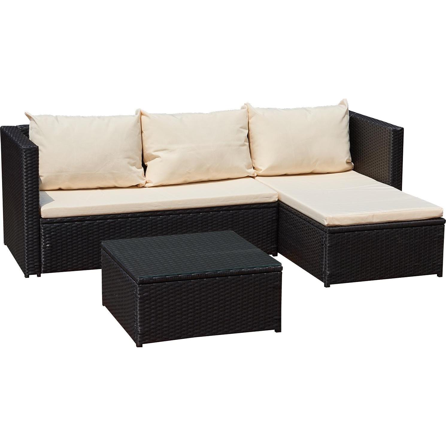 Jet-Line, Gartenlounge, Gartenmoebel Bergen III schwarz beige