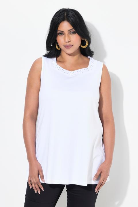 Actual product image Ulla Popken Rhinestone Neckline Pima Cotton Tank (46, 48)