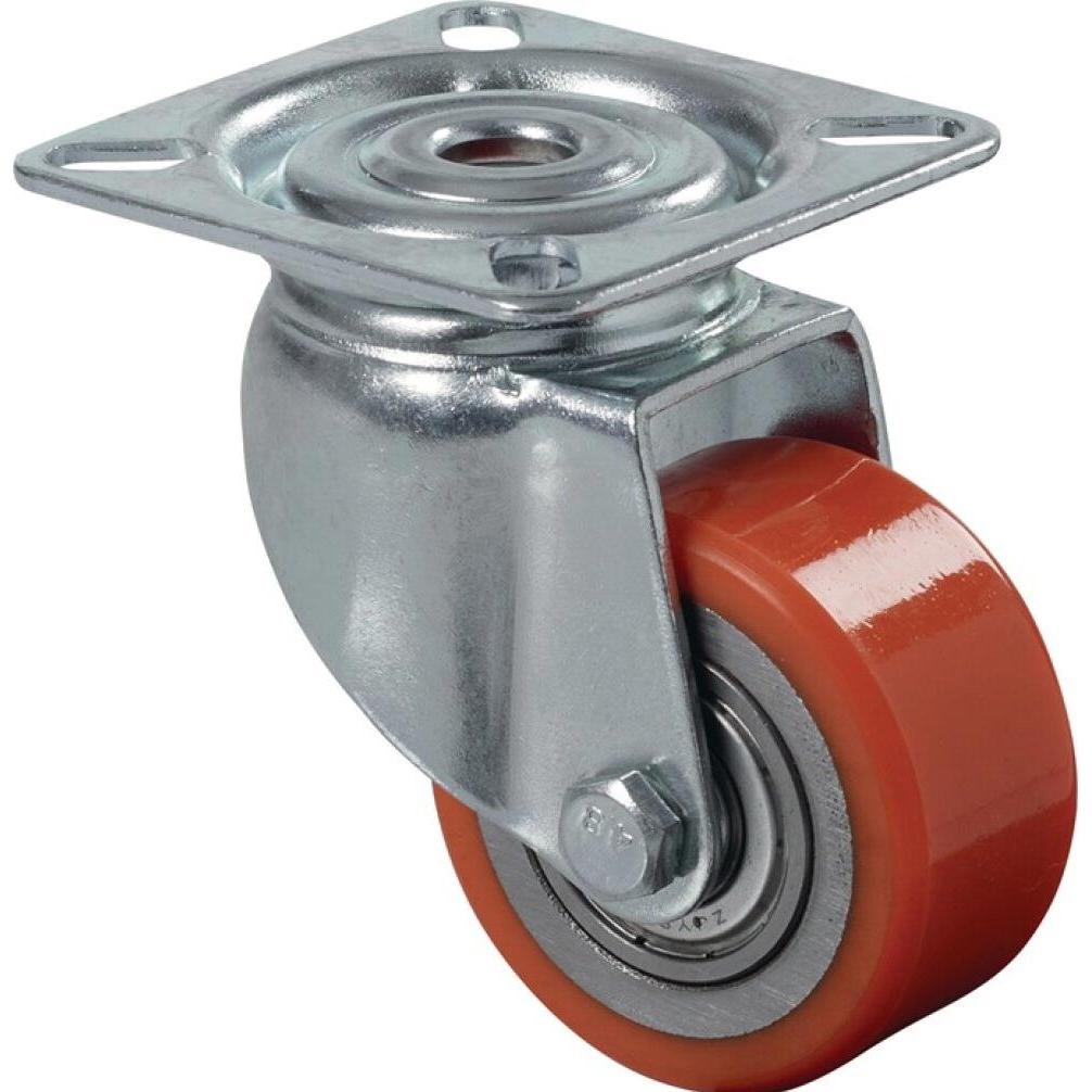 BS Rollen, Möbelrollen, Lenkrolle Rad-Ø 50 mm Tragfähigkeit 120 kg mit Anschraubplatte Polyurethan