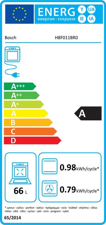 Label énergétique Bosch Hausgeräte HBF011BR0