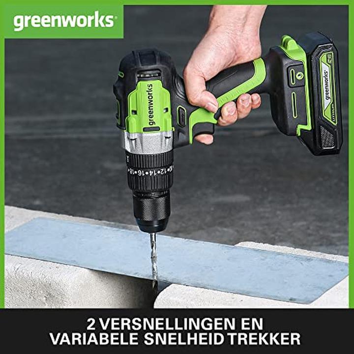 Immagine prodotto Greenworks GD24DD60 avvitatore / trapano a batteria (60N.m) 24V senza batteria e caricatore