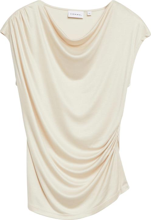 Comma Premium Viskose-Jersey-Top mit fliessenden Drapierungen und edlem Glanz
