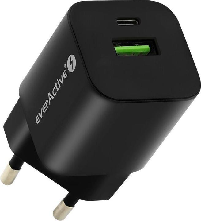 Everactive Ladegerät usb/usb-c qc3.0 30w technik ganz schwarz (30 W, 2 Ports)