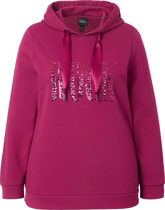 Immagine prodotto Ulla Popken Maglia con scritta di paillettes, maniche lunghe e cappuccio (58)