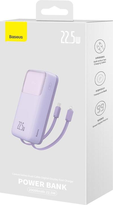 Immagine prodotto Baseus Powerbank Comet 20000mAh, USB do USB-C, 22.5W (viola) (20000 mAh, 22.50 W, 22.50 Wh)