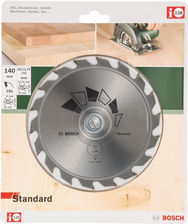 Productafbeelding Bosch Zubehör Cirkelzaagblad STANDAARD D= 140 mm Boring= 20 mm Z= 18