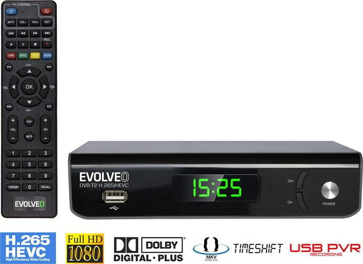 Produktbild Evolveo Omega S3, HD DVB-T2 H.265/HEVC rekordér (DVB-T2)
