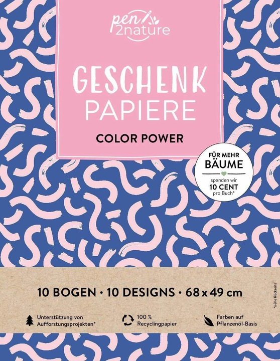 Immagine prodotto Libro di carta da regalo Colour Power | 100% carta riciclata (Carta da regalo, 10 x)